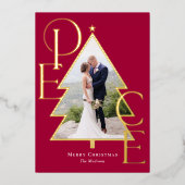 ピースツリー REAL FOIL 現代的なホリデー フォト カード (正面)