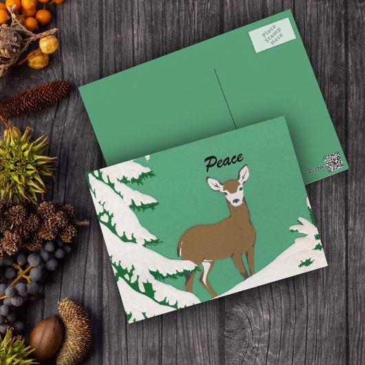 ピースディアーズスノーウィンターシーン ポストカード