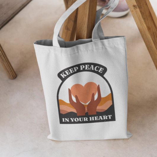 ピースデイハート引用文トートバッグ トートバッグ