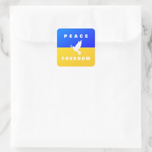 ピースドブウクライナ国旗のサポートウクライナステッカー スクエアシール (バッグ)