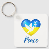 ピースドーブウクライナ国旗のハート キーホルダー (正面)