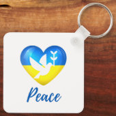 ピースドーブウクライナ国旗のハート キーホルダー (裏面)