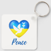 ピースドーブウクライナ国旗のハート キーホルダー (裏面)