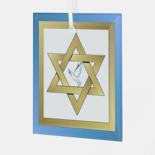 ピースドーブスターオブデイビッドオーナメント ガラスオーナメント (正面左)