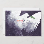 ピースドーブメリークリスマス深いパープル シーズンカード (正面)