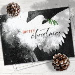 ピースドーブメリークリスマス白黒レッド シーズンカード<br><div class="desc">これらの7" x 5"のフラットクリスマスグリーティングカードは、黒、白、赤の色合いの抽象芸術鳩を備えている。「メリークリスマス」は赤と黒の緑のオリーブの枝と一緒。おカスタマイズ前の家族の名前と年で</div>