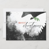 ピースドーブメリークリスマス白黒レッド シーズンカード (正面)