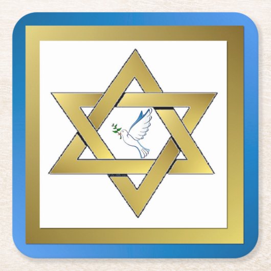 ピースドーヴスターオブデイヴィッドスクエア紙コースター スクエアペーパーコースター (正面)