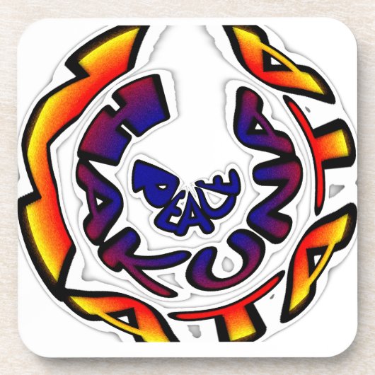 「ピースハクナマタタ」サーキュラーアートプリント コースター (正面)