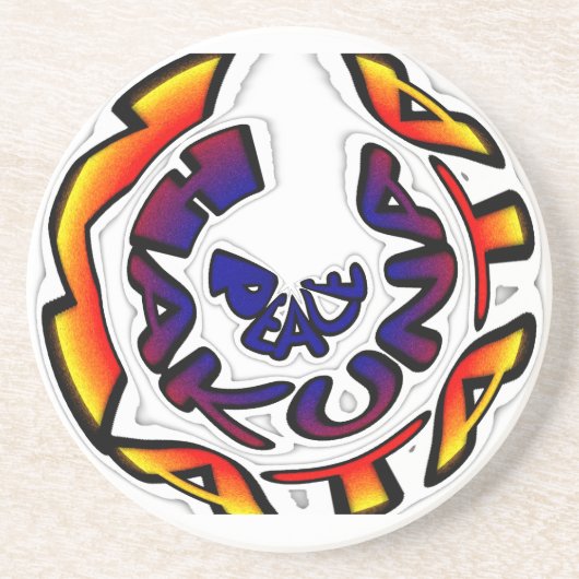 「ピースハクナマタタ」サーキュラーアートプリント コースター (正面)