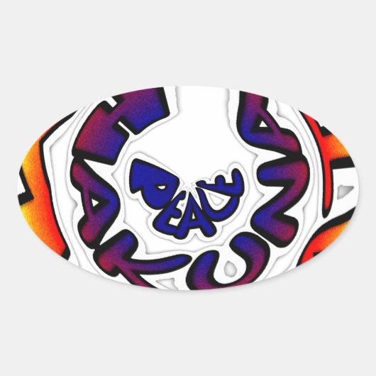 「ピースハクナマタタ」サーキュラーアートプリント 楕円形シール (正面)