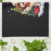 ピースハンドおもしろいシーズー(犬)Tzuクリスマスライトウィメンズ キッチンタオル (折り畳み)