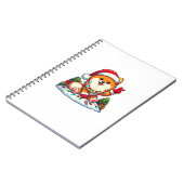 ピースハンドおもしろいポメラニア犬クリスマスライトウィメンズ ノートブック (左側)