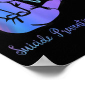 ピースハンドサイン愛リボン自殺防止阿波 ポスター (角)