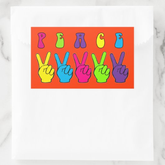 ピースハンドシンボルや象徴 長方形シール (バッグ)