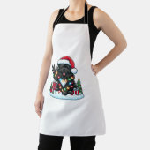 ピースハンドニューファンドランド犬クリスマスライトウィメンズ エプロン (インサイチュ)
