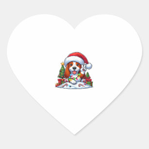 ピースハンドバセットハウンドクリスマスライトドッグウィメンズ ハートシール