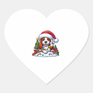 ピースハンドバセットハウンドクリスマスライトドッグウィメンズ ハートシール