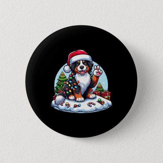 ピースハンドベルネーズマウンテンクリスマスライトウィメンズ 缶バッジ (正面)