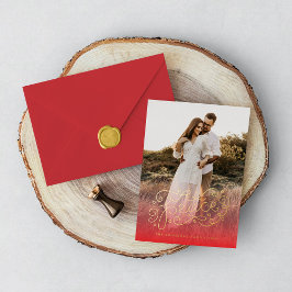 ピースハンドレタリングレッド 箔シーズンカード