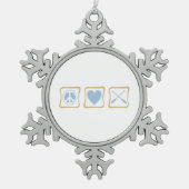 ピースハート漕ぎクルークリスマス飾り スノーフレークピューターオーナメント (正面)