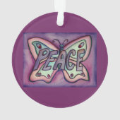 ピースバタフライワードアートギフトホリデイオーナメント オーナメント (裏面)