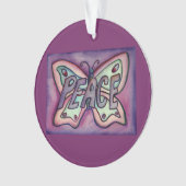 ピースバタフライワードアートギフトホリデイオーナメント オーナメント (正面)