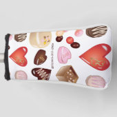 ピースパーソナライズされたラブチョコレートキャンディハート ゴルフヘッドカバー (正面)