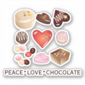 ピースパーソナライズされたラブチョコレートキャンディハート シール (正面)