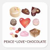 ピースパーソナライズされたラブチョコレートキャンディハート スクエアシール (正面)