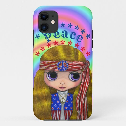 ピースヒッパイヒックスター&ストライプズキュートな人形 Case-Mate iPhoneケース (裏面)