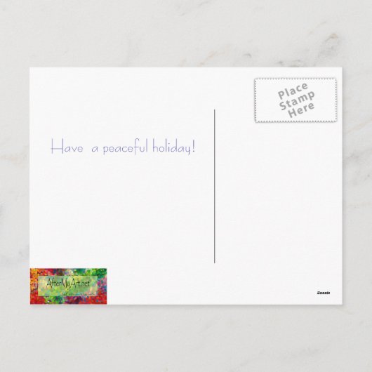 ピースピースピーコックホリデーグリーティングカード シーズンポストカード (裏面)