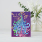 ピースピースピーコックホリデーグリーティングカード ポストカード (スタンド正面)