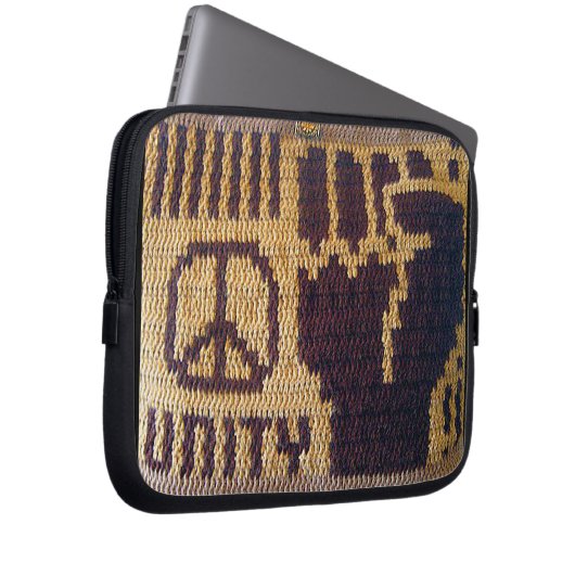 ピースフィスト職人クロシェプリントエレクトロニクスバッグ ラップトップスリーブ (正面右)