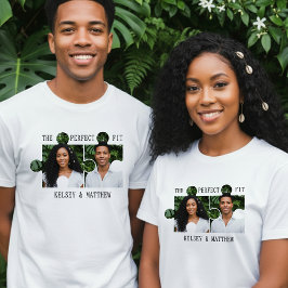 ピースフォトパズルでぴったり合う新婚カップル Tシャツ