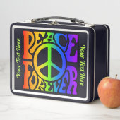 ピースフォーエバーヴィンテージレトロレインボーカスタム両面 メタルランチボックス (インサイチュ)