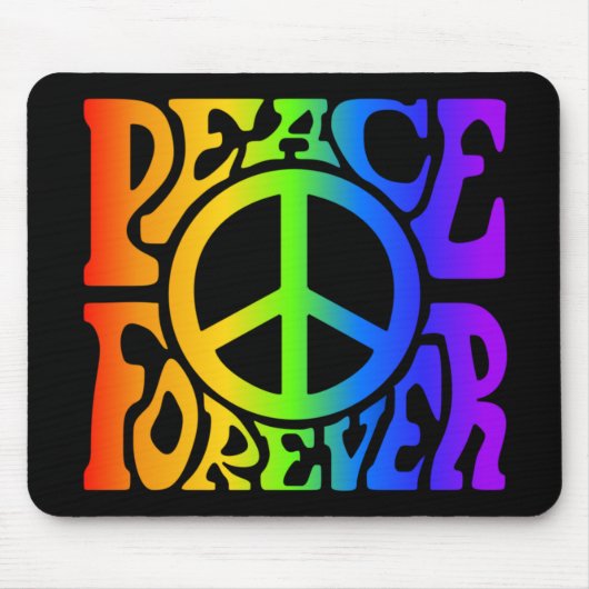 ピースフォーエバーヴィンテージレトロレインボーグラフィック マウスパッド (正面)