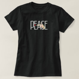 ピースフラワーハンドミニマリスト引用アート Tシャツ