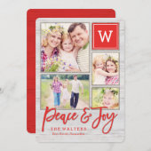 ピースフルモノグラムホリデーフォトコラージュカード シーズンカード (正面/裏面)