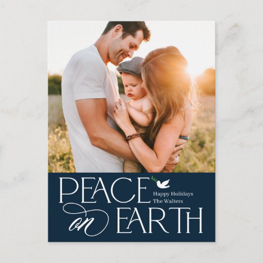 ピースフル ウィッシュ 編集可能 カラー ホリデー ポストカード (正面)