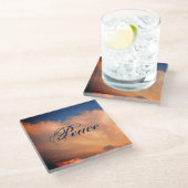 ピースフワフワのピンク雲の写真夕べスカイ ガラスコースター (アングル)