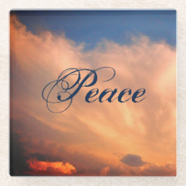 ピースフワフワのピンク雲の写真夕べスカイ ガラスコースター