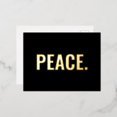 ピースブラックと金ゴールド文字ミニマルモダンリスト 箔シーズンポストカード (正面/裏面)