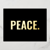 ピースブラックと金ゴールド文字ミニマルモダンリスト 箔シーズンポストカード (正面)