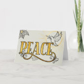 ピースブラック金ゴールドタイポグラフィラディアント鳩ビジネス シーズンカード (正面)