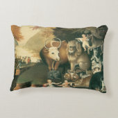 ピースブルキングダムバイエドワード・ヒックスヴィンテージフォークアート アクセントクッション (裏面)