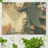 ピースブルキングダムバイエドワード・ヒックスヴィンテージフォークアート キッチンタオル (折り畳み)