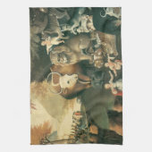 ピースブルキングダムバイエドワード・ヒックスヴィンテージフォークアート キッチンタオル (縦)