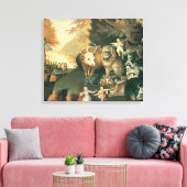 ピースブルキングダムバイエドワード・ヒックスヴィンテージフォークアート キャンバスプリント (インサイチュ (リビング))