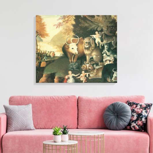 ピースブルキングダムバイエドワード・ヒックスヴィンテージフォークアート キャンバスプリント (インサイチュ (リビング))